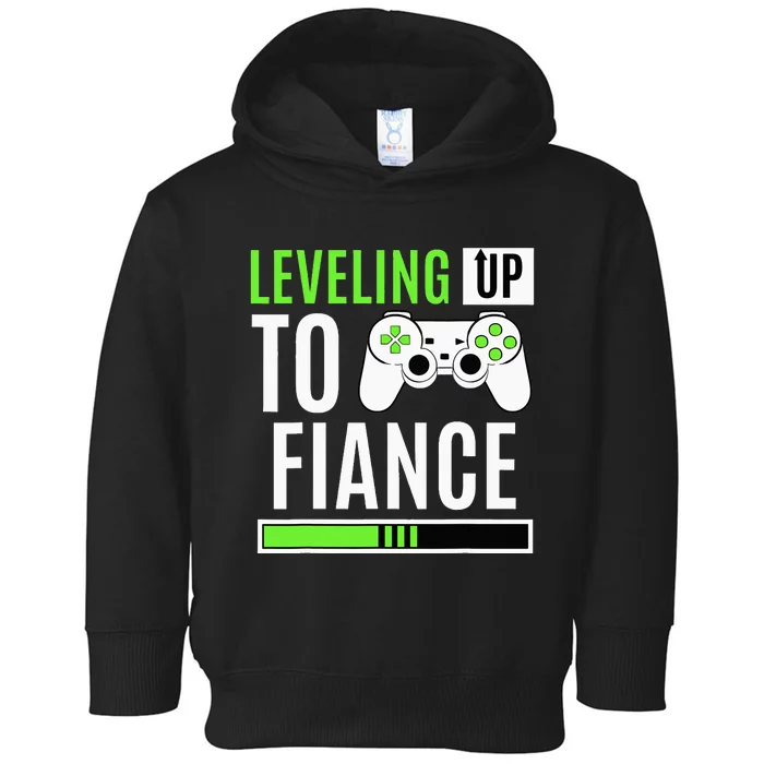 Leveling Up To Fiance Gaming Gender Reveal Announcement Toddler Hoodie