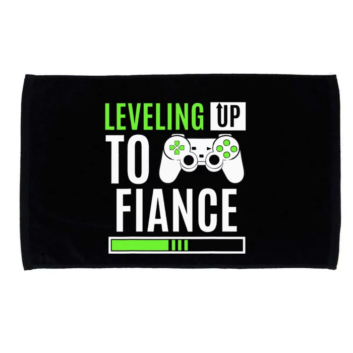 Leveling Up To Fiance Gaming Gender Reveal Announcement Microfiber Hand Towel