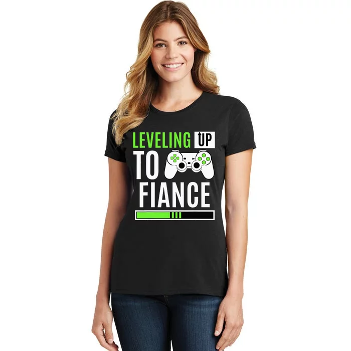 Leveling Up To Fiance Gaming Gender Reveal Announcement Women's T-Shirt