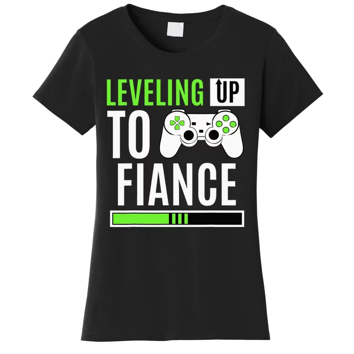 Leveling Up To Fiance Gaming Gender Reveal Announcement Women's T-Shirt