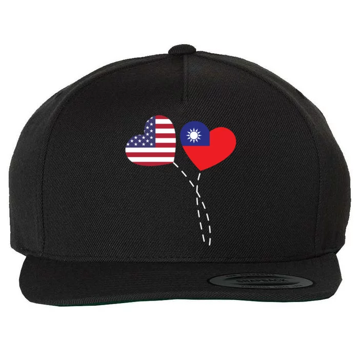 Loving Usa Taiwan Flag Heart Taiwanese Americans Love Great Gift Wool Snapback Cap