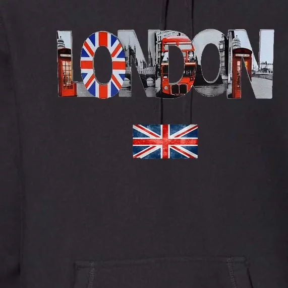 London UK Union Jack England Great British Flag Premium Hoodie