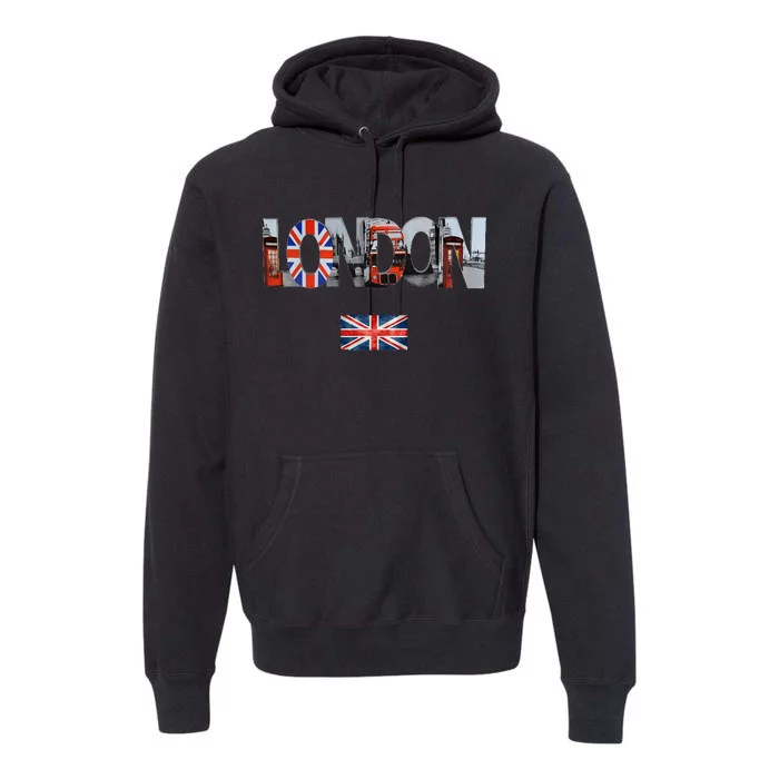 London UK Union Jack England Great British Flag Premium Hoodie