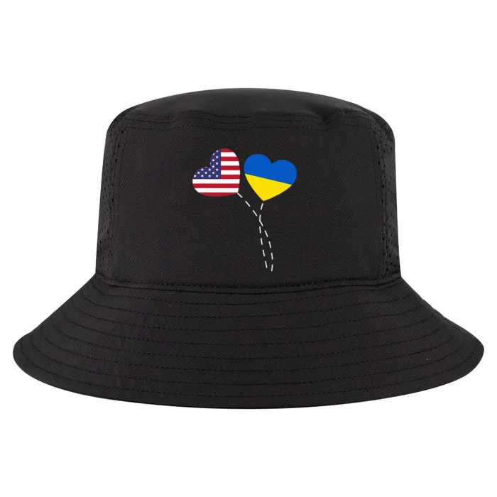 Loving USA Ukraine Flag Heart Ukrainian Americans Love Cool Comfort Performance Bucket Hat