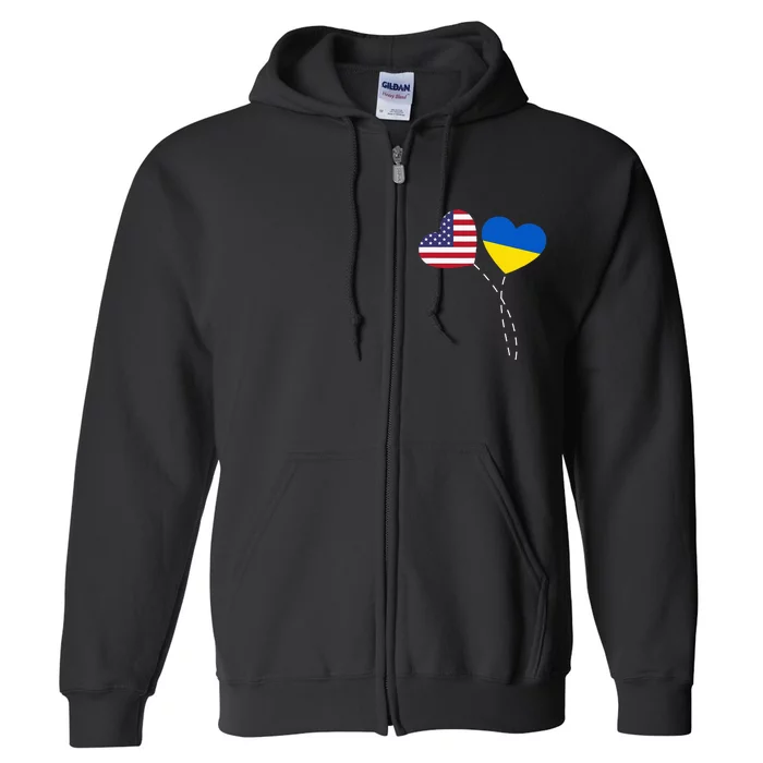 Loving USA Ukraine Flag Heart Ukrainian Americans Love Full Zip Hoodie