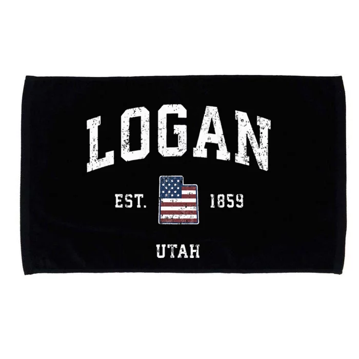 Logan Utah Ut Vintage American Flag Sports Microfiber Hand Towel