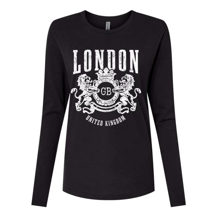 London UK Vintage GB England Great Britain United Kingdom Womens Cotton Relaxed Long Sleeve T-Shirt