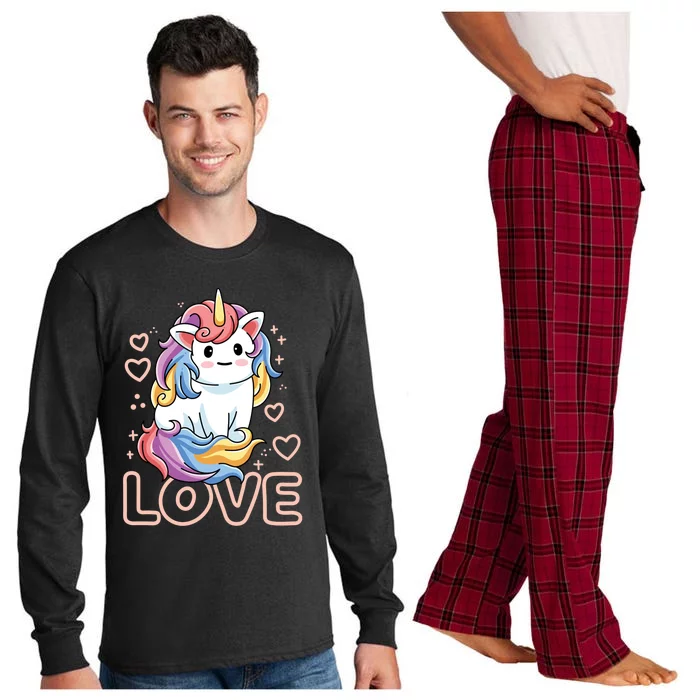 Love Unicorns Valentines Day Love Gift Long Sleeve Pajama Set