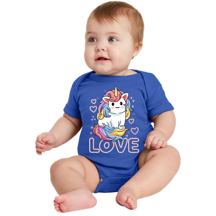 Love Unicorns Valentines Day Love Gift Baby Bodysuit