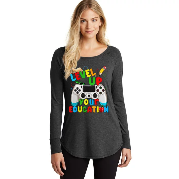 Level Up Your Education Gaming Inspired Teacher Gamers Gift Women's Perfect Tri Tunic Long Sleeve Shirt