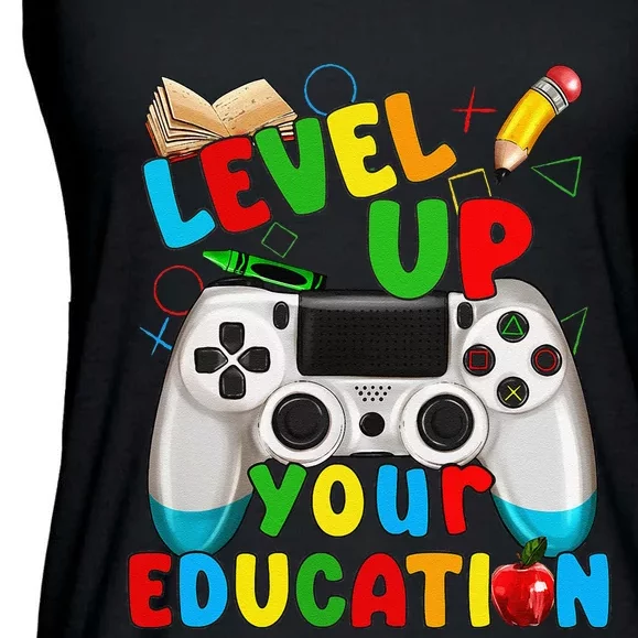 Level Up Your Education Gaming Inspired Teacher Gamers Gift Ladies Essential Flowy Tank