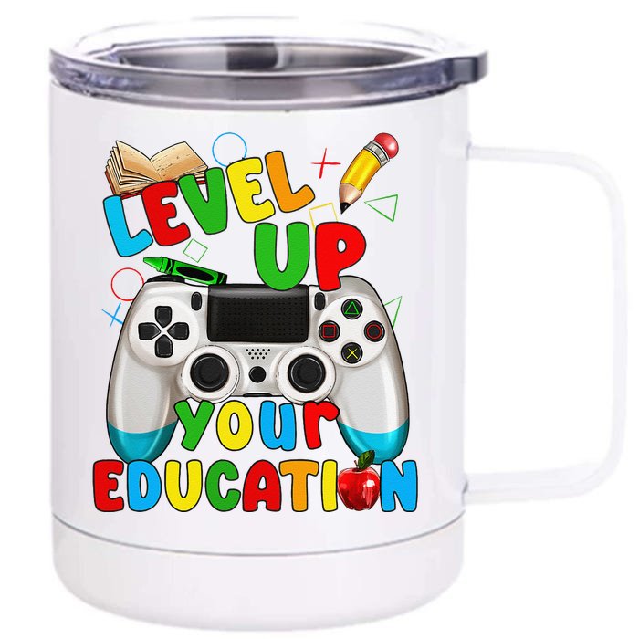 Level Up Your Education Gaming Inspired Teacher Gamers Gift Front & Back 12oz Stainless Steel Tumbler Cup