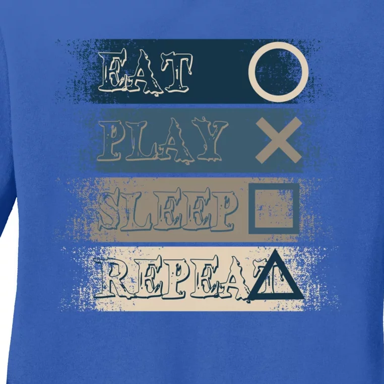 Level Up Your Style With Eat Play Sleep Repeat For Game Gift Ladies Long Sleeve Shirt