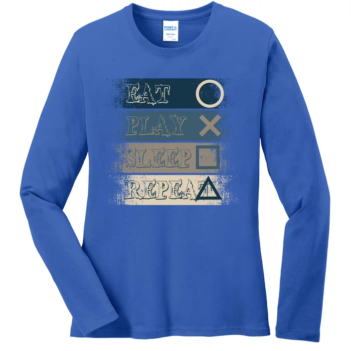 Level Up Your Style With Eat Play Sleep Repeat For Game Gift Ladies Long Sleeve Shirt