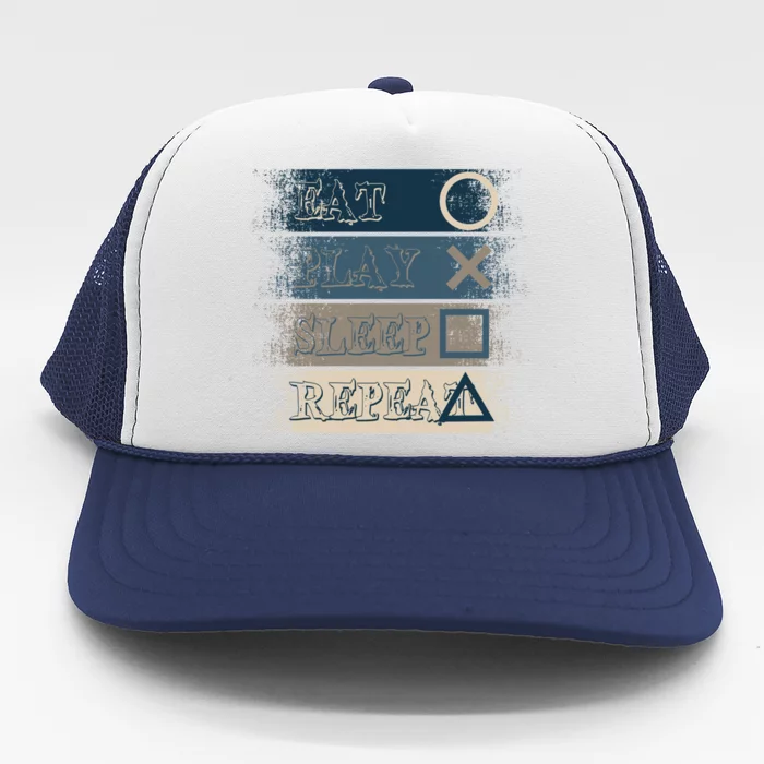 Level Up Your Style With Eat Play Sleep Repeat For Game Gift Trucker Hat