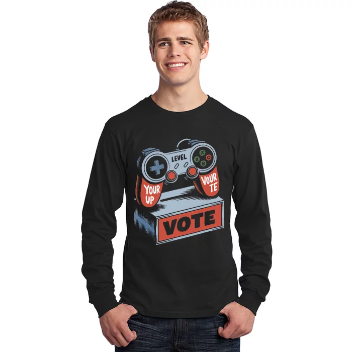 Level Up Your Vote Funny Console Election Style Long Sleeve Shirt