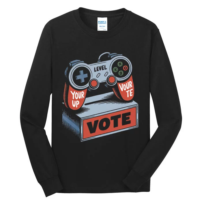 Level Up Your Vote Funny Console Election Style Tall Long Sleeve T-Shirt