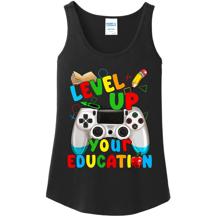 Level Up Your Education Gaming Inspired Teacher Gamers Ladies Essential Tank