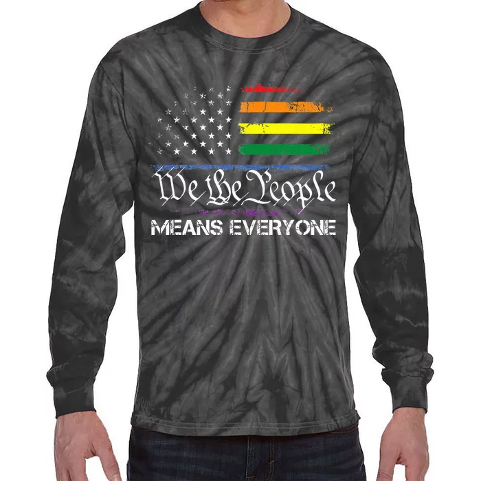 LGBT Vintage 1776 American Flag We The People Means Everyone Tie-Dye Long Sleeve Shirt