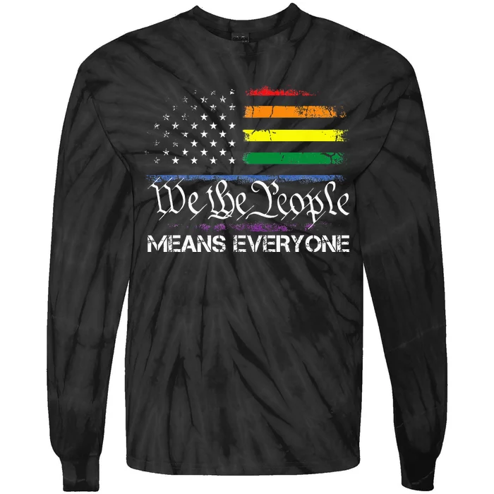 LGBT Vintage 1776 American Flag We The People Means Everyone Tie-Dye Long Sleeve Shirt