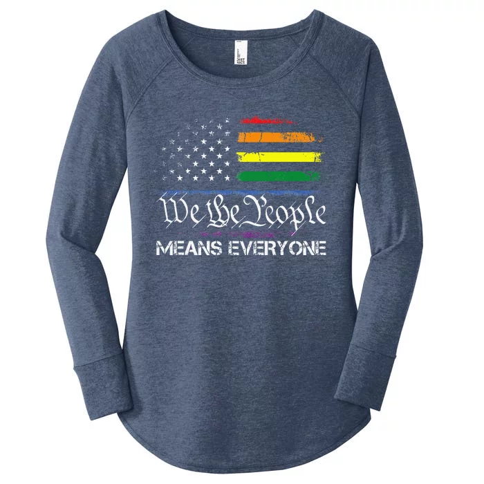 Lgbt Vintage 1776 American Flag We The People Means Everyone Women's Perfect Tri Tunic Long Sleeve Shirt