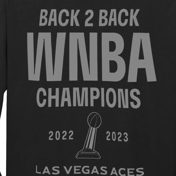 Las Vegas Aces Backtoback Champions Banner Celebration Tall Long Sleeve T-Shirt