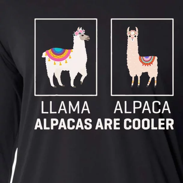 Llama Vs Alpaca Alpacas Are Cooler Funny Alpaca Lover Cooling Performance Long Sleeve Crew