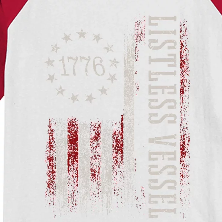 Listless Vessel And Proud Of It 2024 USA Flag Pro Trump Kids Colorblock Raglan Jersey