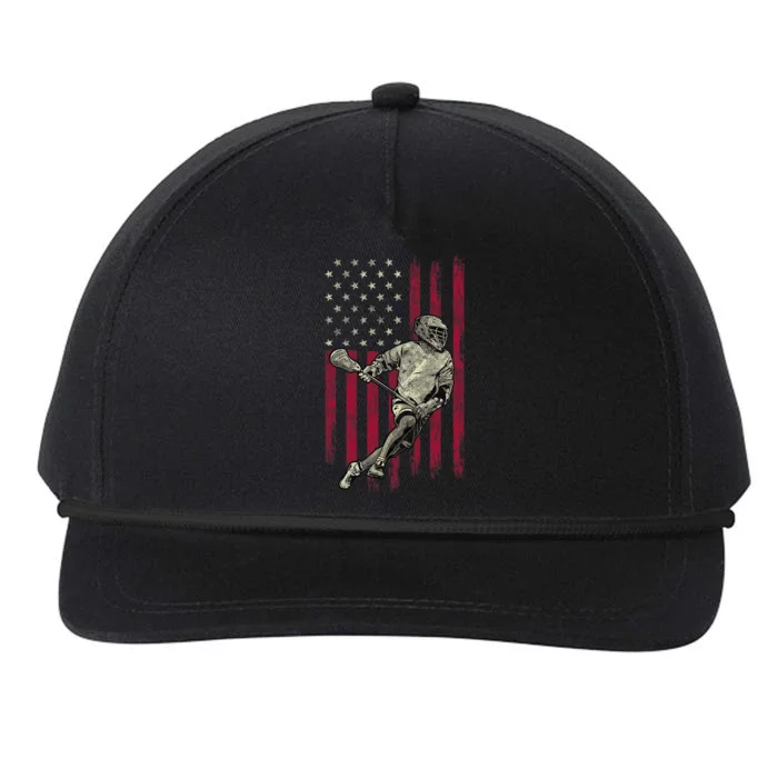 Lacrosse Vintage American Flag 4th Of July Snapback Five-Panel Rope Hat