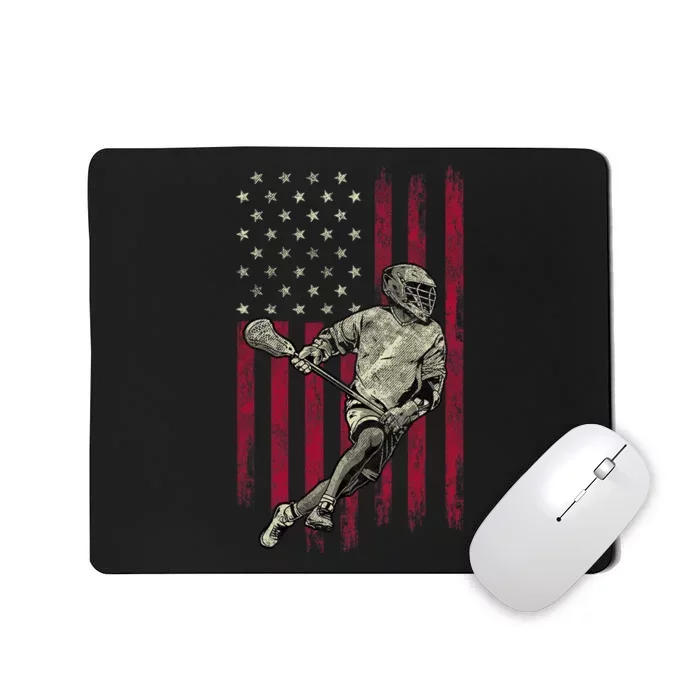 Lacrosse Vintage American Flag 4th Of July Mousepad