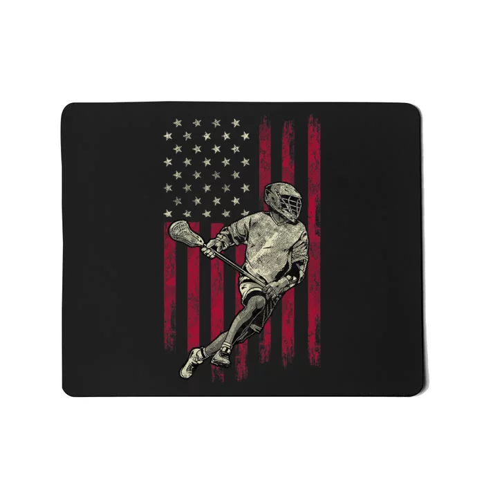 Lacrosse Vintage American Flag 4th Of July Mousepad