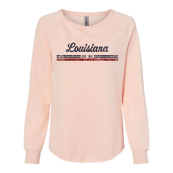 Louisiana Vintage American Flag Retro Design Womens California Wash Sweatshirt