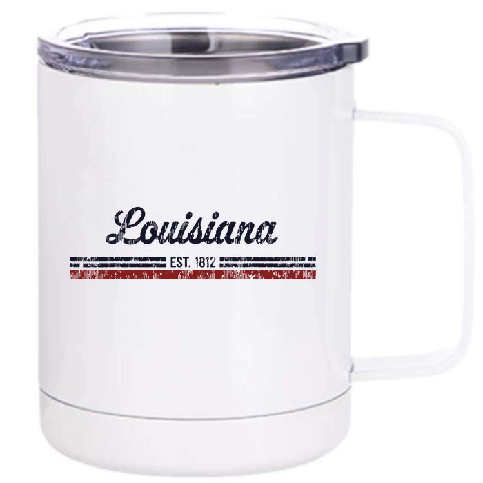 Louisiana Vintage American Flag Retro Design Front & Back 12oz Stainless Steel Tumbler Cup