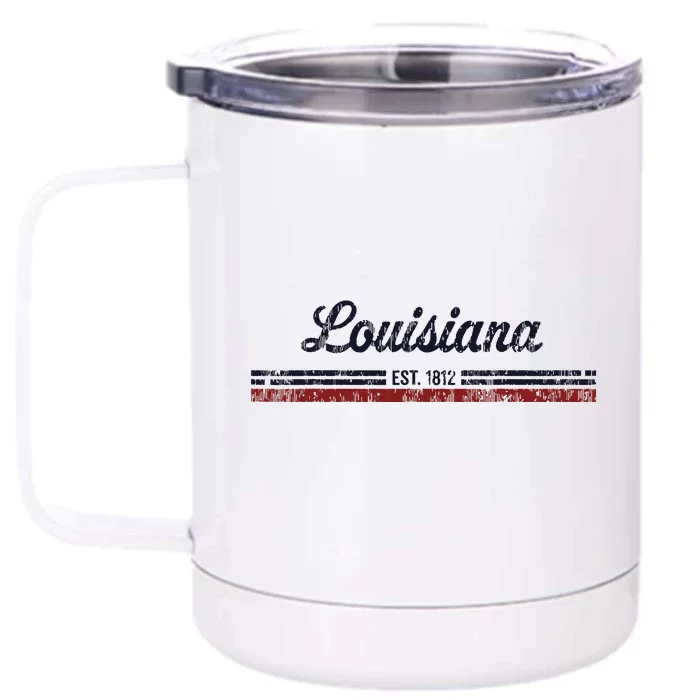 Louisiana Vintage American Flag Retro Design Front & Back 12oz Stainless Steel Tumbler Cup