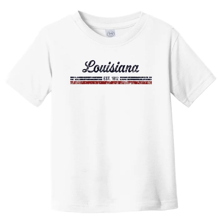 Louisiana Vintage American Flag Retro Design Toddler T-Shirt