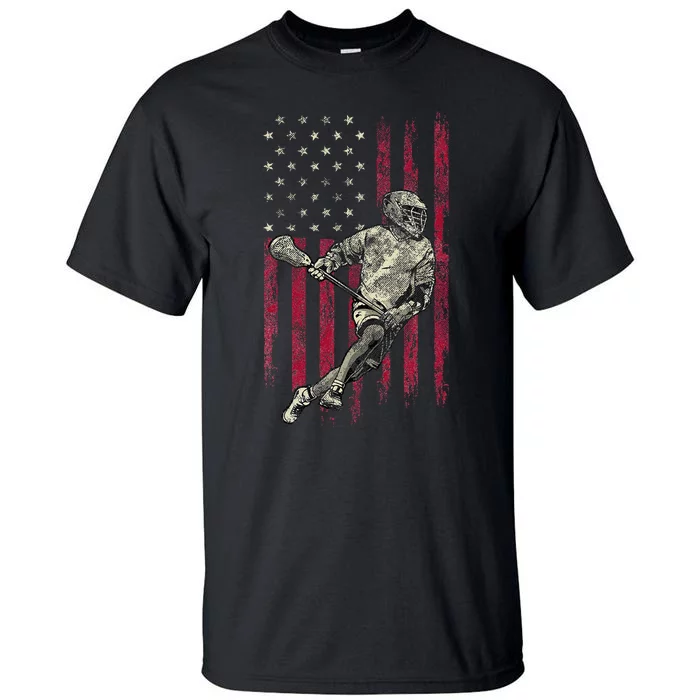 Lacrosse Vintage American Flag Tall T-Shirt