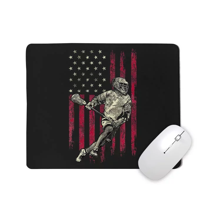 Lacrosse Vintage American Flag Mousepad