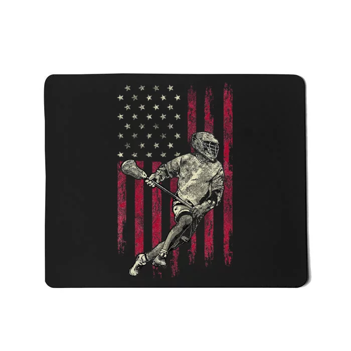 Lacrosse Vintage American Flag Mousepad