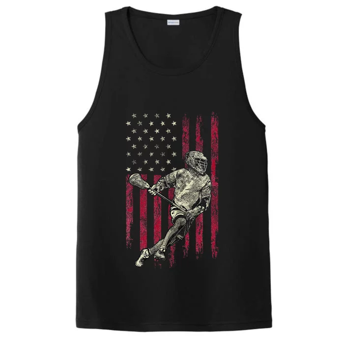 Lacrosse Vintage American Flag Performance Tank