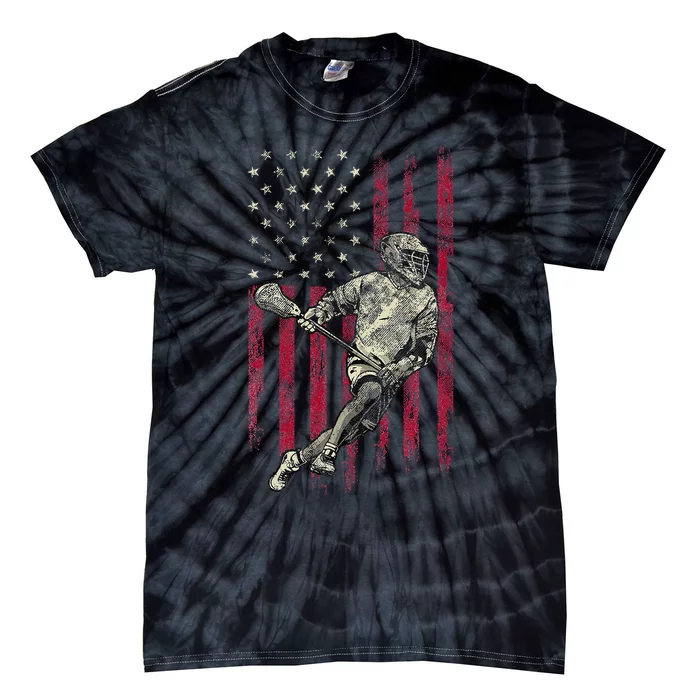 Lacrosse Vintage American Flag Tie-Dye T-Shirt