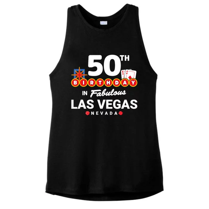 Las Vegas Birthday Party - 50th Birthday - Vegas Birthday Ladies Tri-Blend Wicking Tank