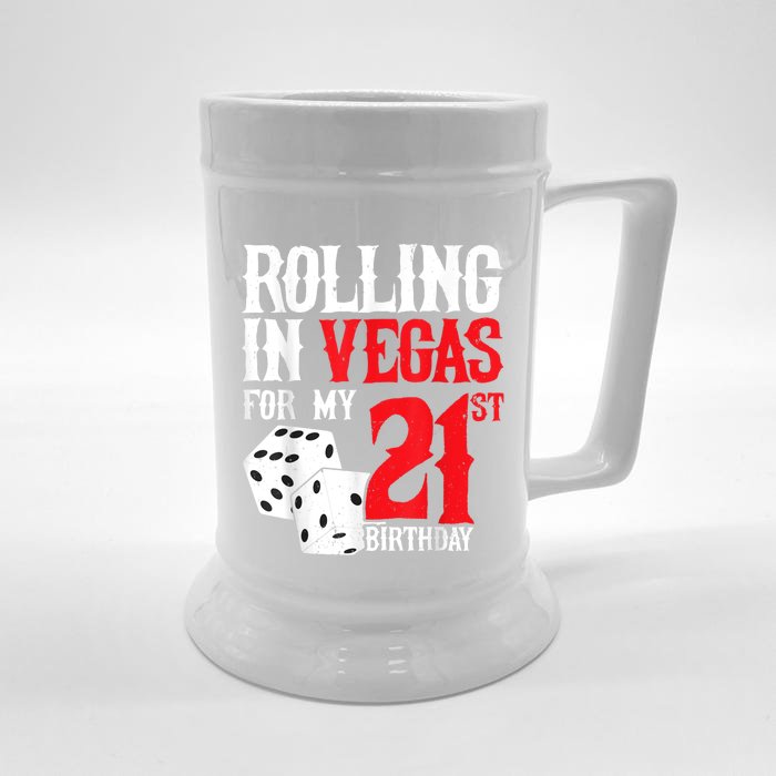 Las Vegas Birthday Party Rolling In Vegas 21st Birthday Front & Back Beer Stein