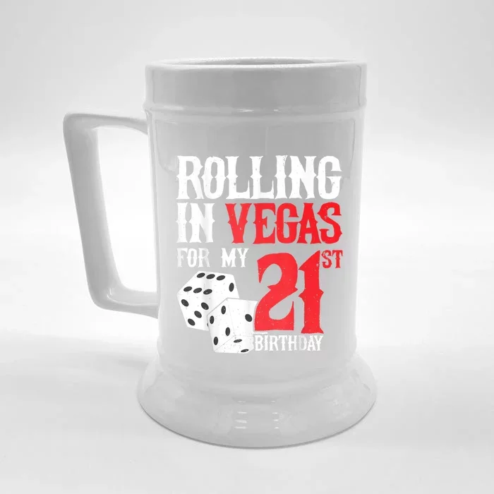 Las Vegas Birthday Party Rolling In Vegas 21st Birthday Front & Back Beer Stein