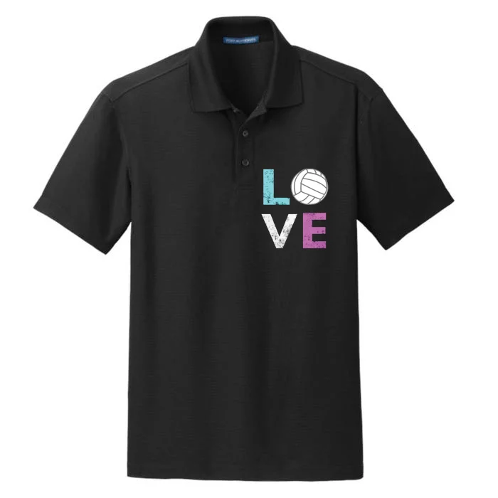 Love Volleyball Best Fun Birthday Gift Dry Zone Grid Performance Polo