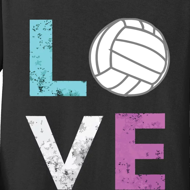 Love Volleyball Best Fun Birthday Gift Kids Long Sleeve Shirt