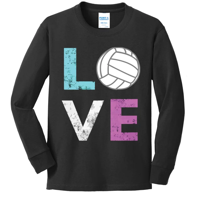 Love Volleyball Best Fun Birthday Gift Kids Long Sleeve Shirt