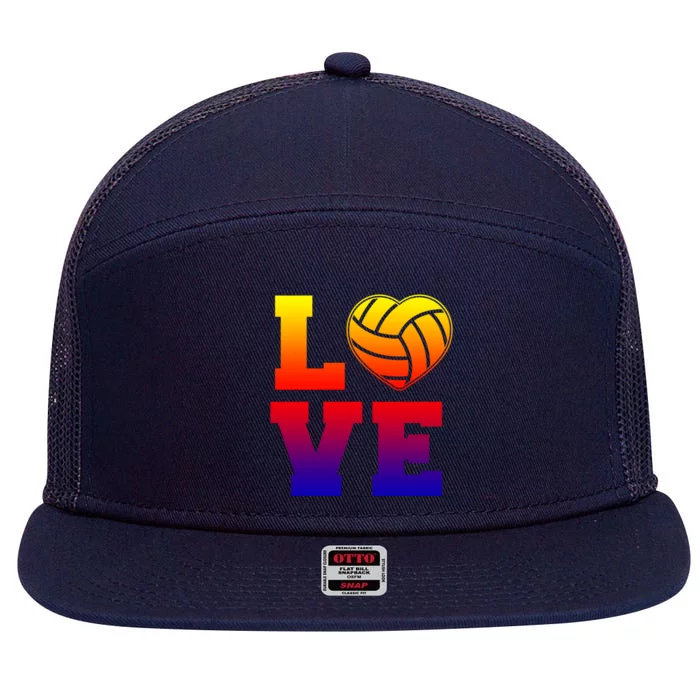 Love Volleyball Cute Gift 7 Panel Mesh Trucker Snapback Hat