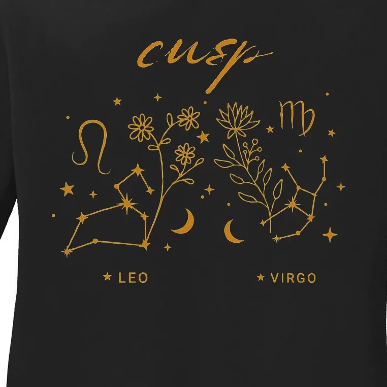 Leo Virgo Cusp Zodiac Horoscope August Birthday Ladies Long Sleeve Shirt