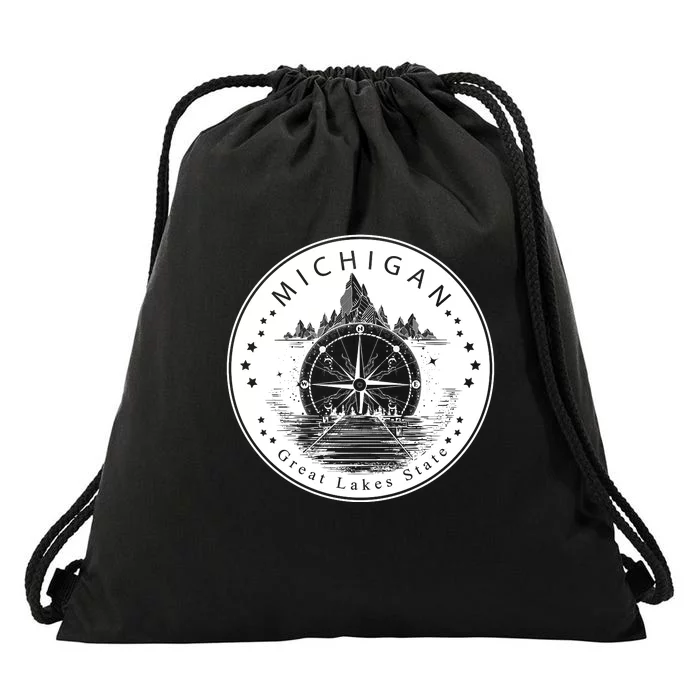 Lake View Compass Michigan Logo Drawstring Bag