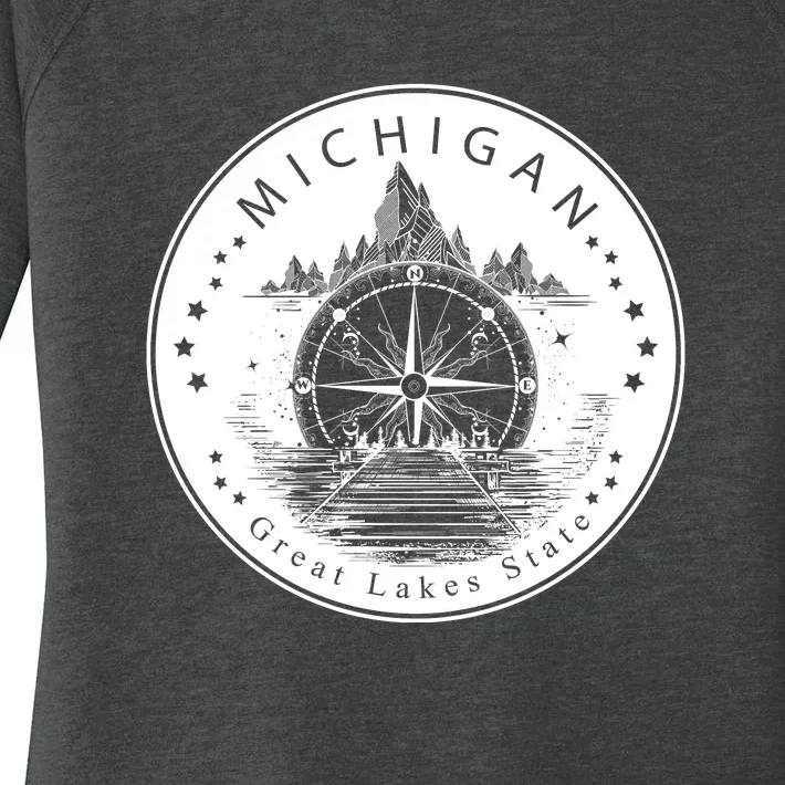 Lake View Compass Michigan Logo Women's Perfect Tri Tunic Long Sleeve Shirt